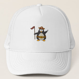 Pinguin als Pirate mit Piratengürtel & Hut Truckerkappe