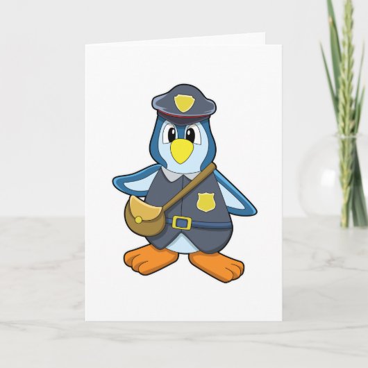 Pinguin als Polizin mit Handtasche Karte (Vorderseite)