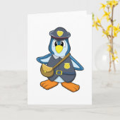 Pinguin als Polizin mit Handtasche Karte (Gelbe Blume)