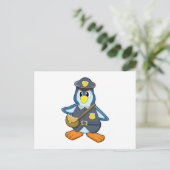 Pinguin als Polizin mit Handtasche Postkarte (Stehend Vorderseite)