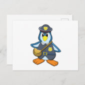 Pinguin als Polizin mit Handtasche Postkarte (Vorne/Hinten)