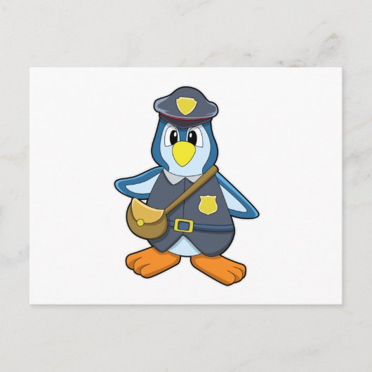 Pinguin als Polizin mit Handtasche Postkarte (Vorderseite)