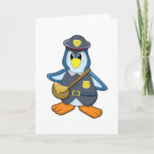 Pinguin als Polizistin mit Handtasche Karte