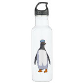 Pinguin als Sailor mit Hut Edelstahlflasche (Vorderseite)