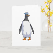 Pinguin als Sailor mit Hut Karte (Gelbe Blume)