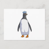 Pinguin als Sailor mit Hut Postkarte (Vorderseite)