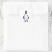 Pinguin als Sailor mit Hut Quadratischer Aufkleber (Tasche)