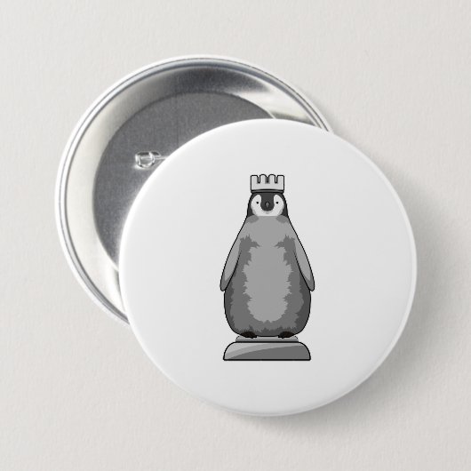 Pinguin als Schachstück King Button (Vorne & Hinten)