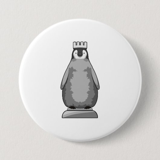 Pinguin als Schachstück King Button (Vorderseite)