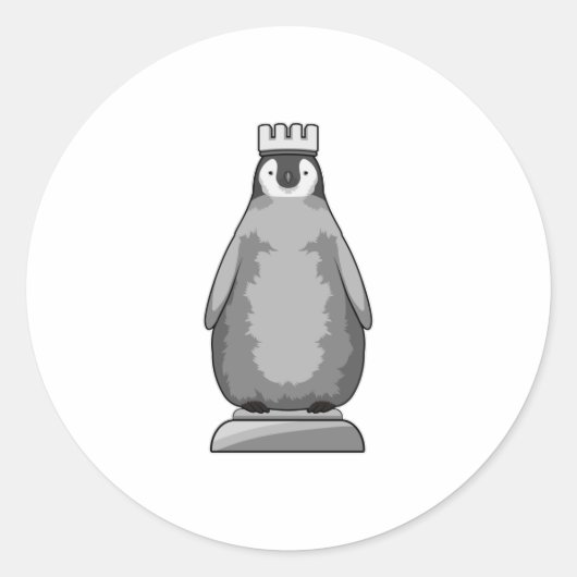 Pinguin als Schachstück King Runder Aufkleber (Vorderseite)