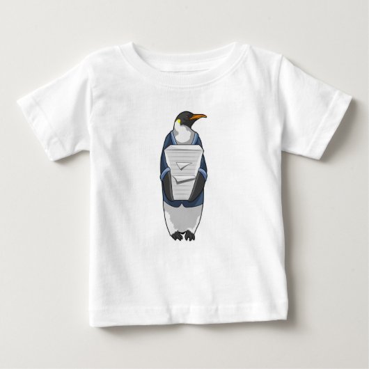 Pinguin als Sekretär mit Papierstapel Baby T-shirt (Vorderseite)