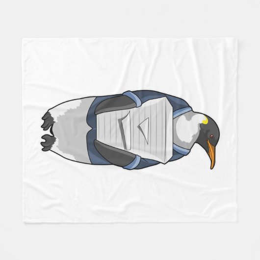 Pinguin als Sekretär mit Papierstapel Fleecedecke (Vorderseite (Horizontal))