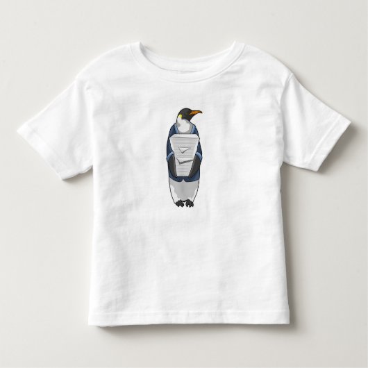 Pinguin als Sekretär mit Papierstapel Kleinkind T-shirt (Vorderseite)