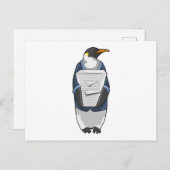 Pinguin als Sekretär mit Papierstapel Postkarte (Vorne/Hinten)