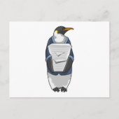 Pinguin als Sekretär mit Papierstapel Postkarte (Vorderseite)
