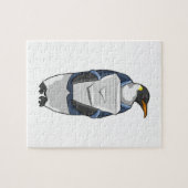 Pinguin als Sekretär mit Papierstapel Puzzle (Horizontal)