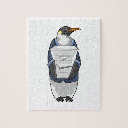 Pinguin als Sekretär mit Papierstapel Puzzle (Vertikal)