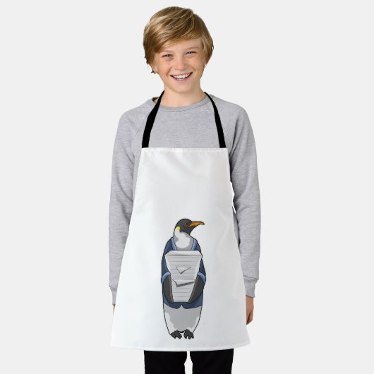 Pinguin als Sekretär mit Papierstapel Schürze (Getragen)