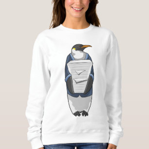 Pinguin als Sekretär mit Papierstapel Sweatshirt