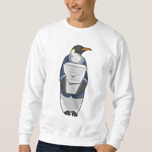 Pinguin als Sekretär mit Papierstapel Sweatshirt (Vorderseite)