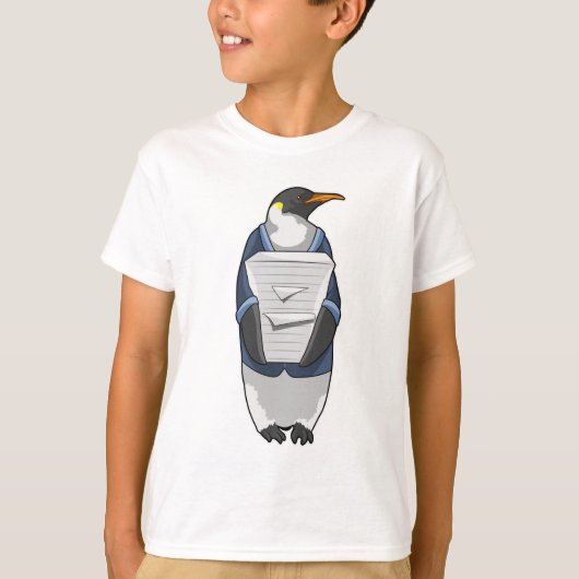 Pinguin als Sekretär mit Papierstapel T-Shirt (Vorderseite)