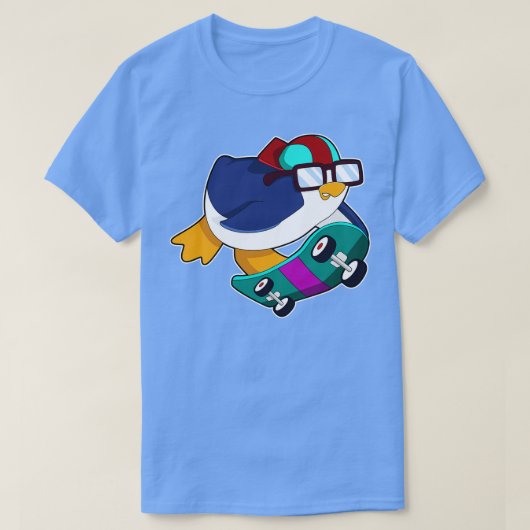 Pinguin als Skater mit Skateboard 1 T-Shirt (Design vorne)