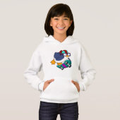 Pinguin als Skater mit Skateboard Hoodie (Vorne ganz)
