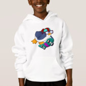 Pinguin als Skater mit Skateboard Hoodie (Vorderseite)