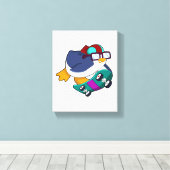 Pinguin als Skater mit Skateboard Leinwanddruck (Insitu (Holzboden))