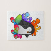 Pinguin als Skater mit Skateboard Puzzle (Horizontal)