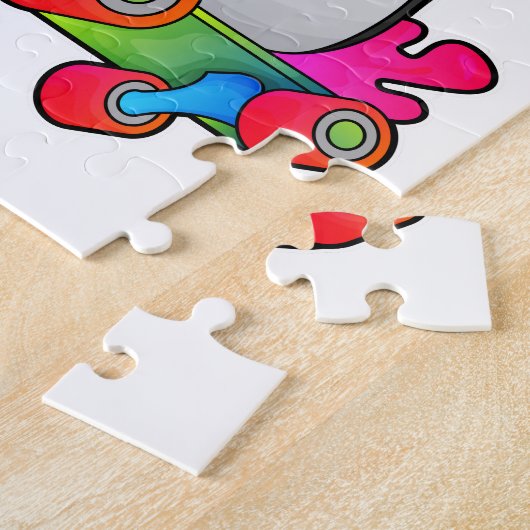 Pinguin als Skater mit Skateboard Puzzle (Seite)