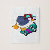 Pinguin als Skater mit Skateboard Puzzle (Vertikal)