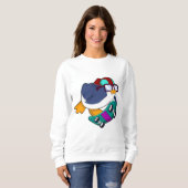 Pinguin als Skater mit Skateboard Sweatshirt (Vorne ganz)