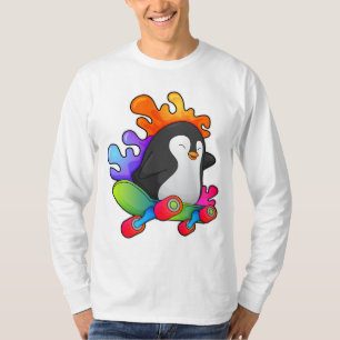 Pinguin als Skater mit Skateboard T-Shirt