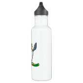 Pinguin als Skier mit Ski & Cap Edelstahlflasche (Rechts)