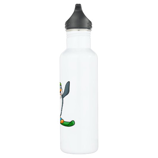 Pinguin als Skier mit Ski & Cap Edelstahlflasche (Rechts)