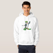 Pinguin als Skier mit Ski & Cap Hoodie (Vorne ganz)