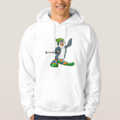 Pinguin als Skier mit Ski & Cap Hoodie (Vorderseite)