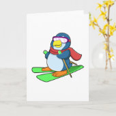 Pinguin als Skier mit Ski Scarf & Sonnenbrille Karte (Gelbe Blume)