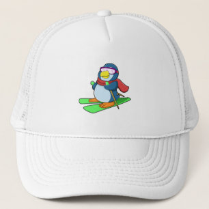 Pinguin als Skier mit Ski Scarf & Sonnenbrille Truckerkappe
