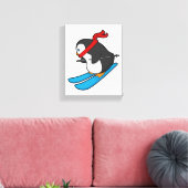 Pinguin als Skifahrer mit Ski Leinwanddruck (Insitu (Wohnzimmer))