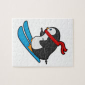 Pinguin als Skifahrer mit Ski Puzzle (Horizontal)