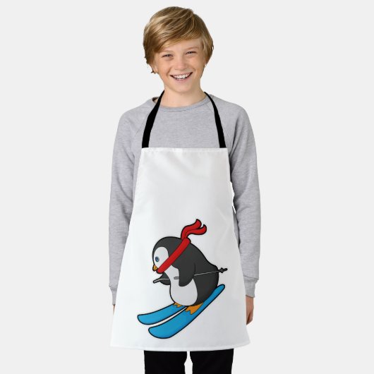 Pinguin als Skifahrer mit Ski Schürze (Getragen)