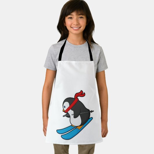 Pinguin als Skifahrer mit Ski Schürze (Insitu)