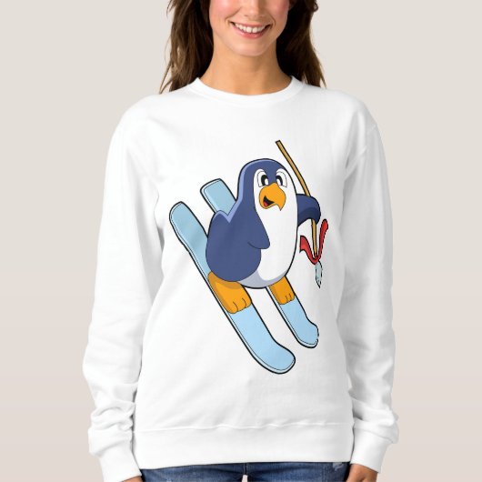 Pinguin als Skifahrer mit Ski Sweatshirt (Vorderseite)