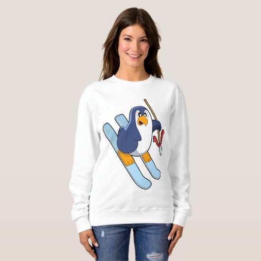 Pinguin als Skifahrer mit Ski Sweatshirt (Vorne ganz)