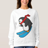 Pinguin als Skifahrer mit Ski Sweatshirt (Vorderseite)