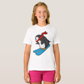 Pinguin als Skifahrer mit Ski T-Shirt (Vorne ganz)