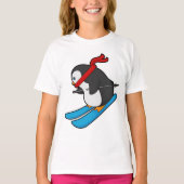 Pinguin als Skifahrer mit Ski T-Shirt (Vorderseite)
