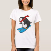Pinguin als Skifahrer mit Ski T-Shirt (Vorderseite)
